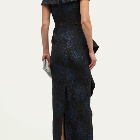 Rickie Freeman for Teri Jon Off-Shoulder Jacquard Column Gown size 14 - Picture 4 of 8